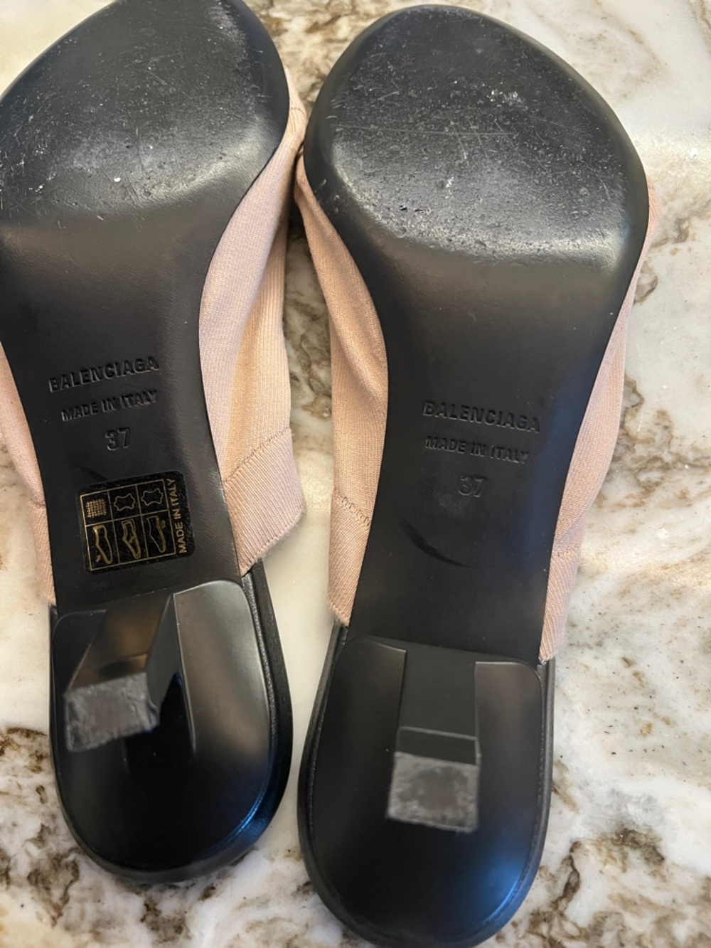 Balenciaga Beige/tan knit Slide Mules. Kitten Heel size 37 - Picture 3 of 5